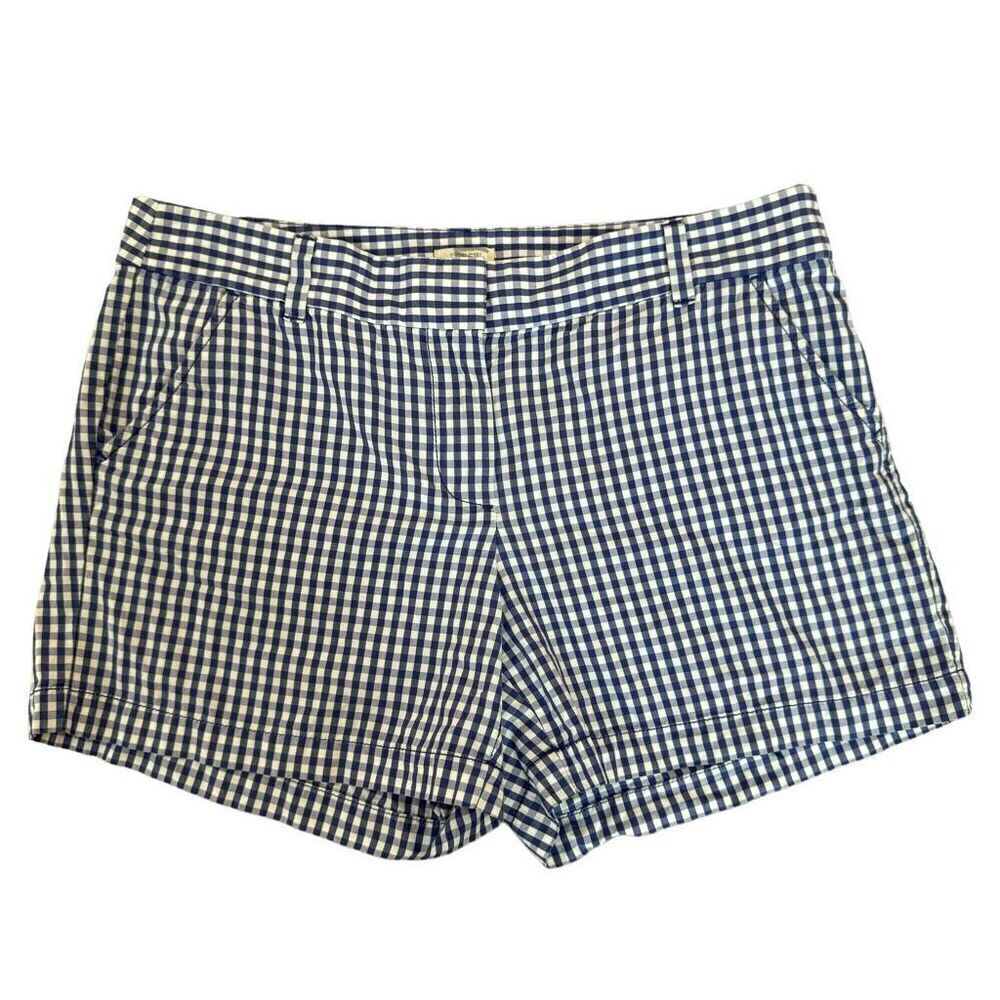 J. CREW Gingham Short blue White 100% Cotton Preppy Shorts size 8
